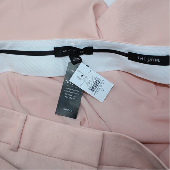 Sz12 AnnTaylor TheJayneTrouser CeramicPink MidRise 31.5"Inseam Lined SlightFlare - Picture 5 of 7
